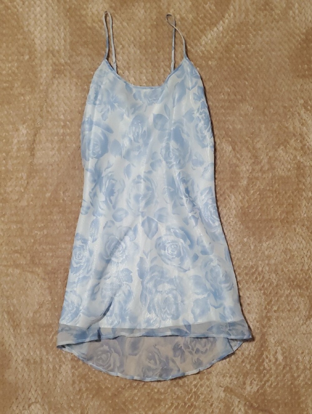 Morgan Taylor Light Blue Rose-Print Strapless Bustier Bodysuit